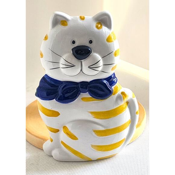 PAPER TOWEL HOLDER/DISPENSER-ALCO-Countertop-White Cat-Yellow Stripes-Ceramic - Picture 5 of 10